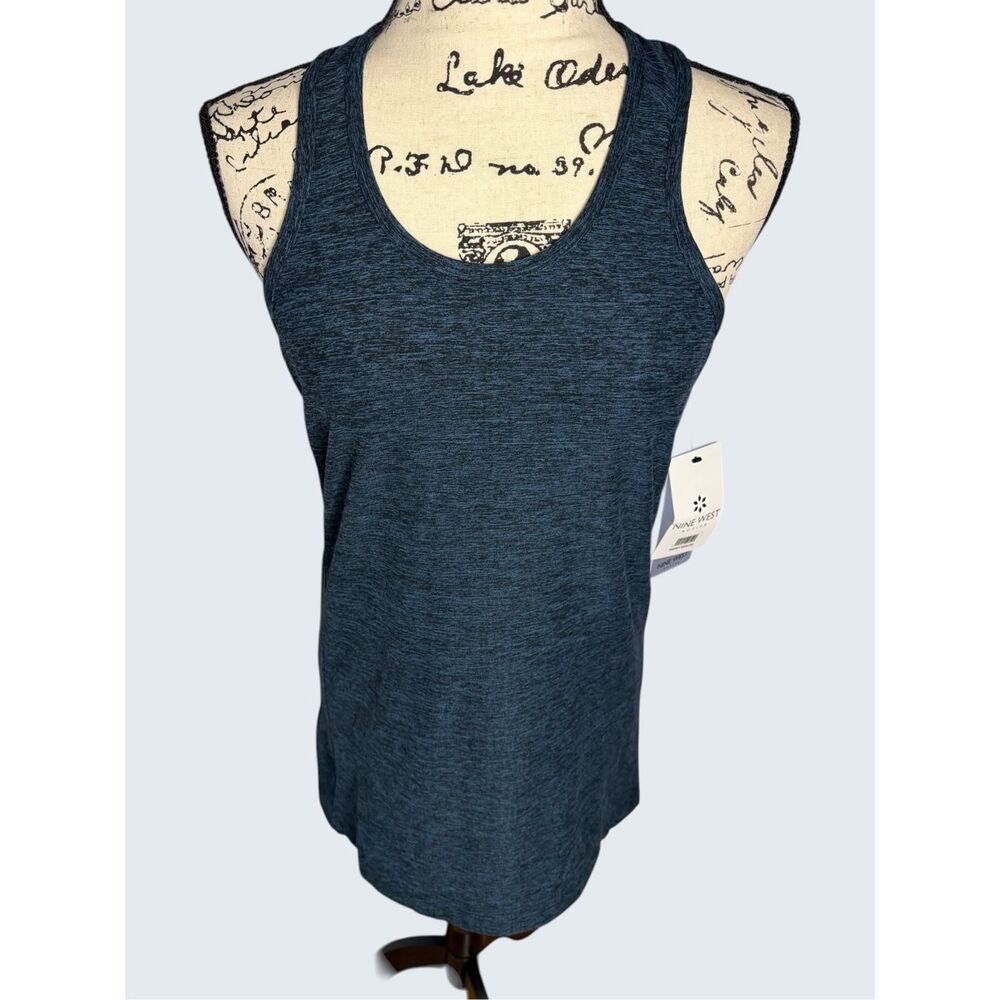 NWT Nine West Active Space Dye Racerback Mini Dress/Long Tank M Blue
